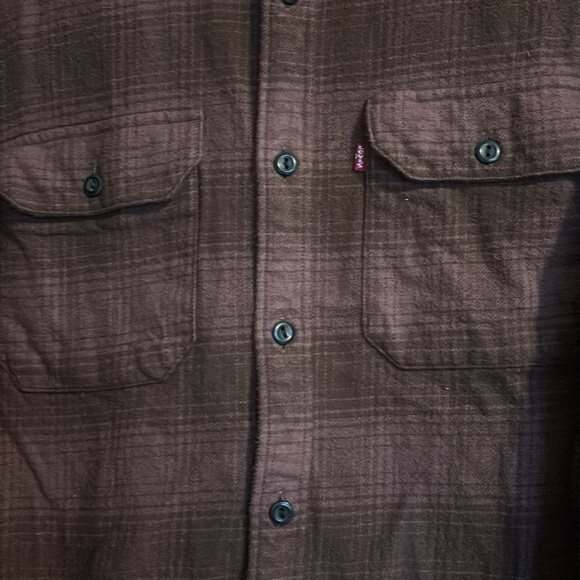 Levi’s men’s maroon plaid long sleeve button down flannel shirt size large - Picture 3 of 8